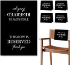 Reserved Seating Chair Signs, This Row Is Reserved Pew Cloths Seating Placeholder for Church Pews, Wedding Decorations for Reception Parties Celebrations Event Meetings (Black, 4 PCS)