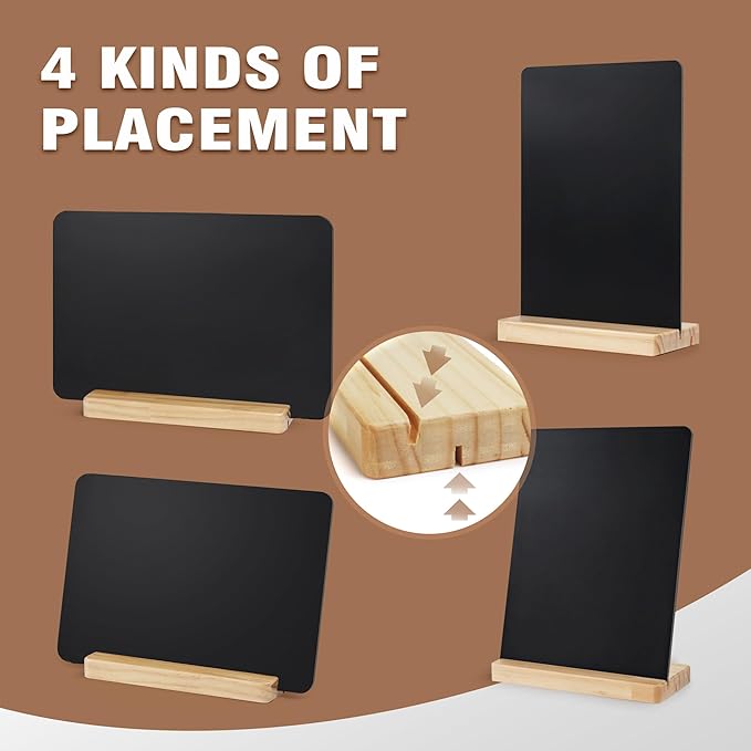 SELEAD Chalk Board Sign Board - 2 Pack 12x16 Inch Decorative Chalkboard with Wooden Stand + Hanging Rope, Table & Wall Decor, Double-Sided Message Menu Food Board for Business, Wedding