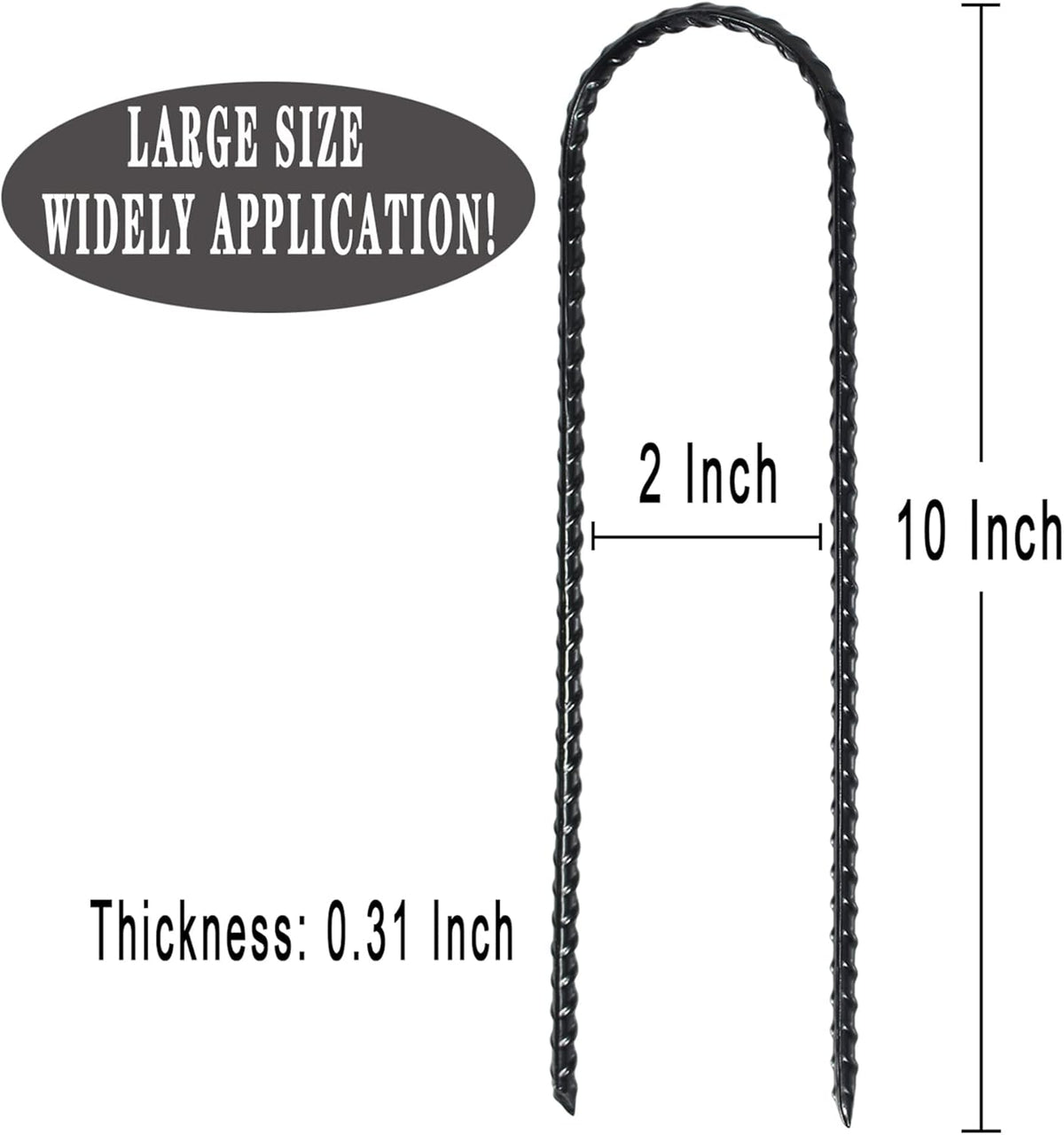 10"x2" Trampolines Wind Stakes Heavy Duty U Shape Galvanized Steel Trampoline Stakes Ground Anchors with Sharp End for Camping Tent, Garden Staples, Trampoline Pins (24)