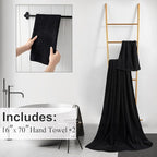 Hand Towels Set 2 Pack-16“x31”,Ultra Soft Microfibers Bathroom Towel Set Highly Absorbent Quick Dry Luxury Premium Towel Lightweight Durable Hand Towel Collection for Hotel Spa Gym Kitchen,Black