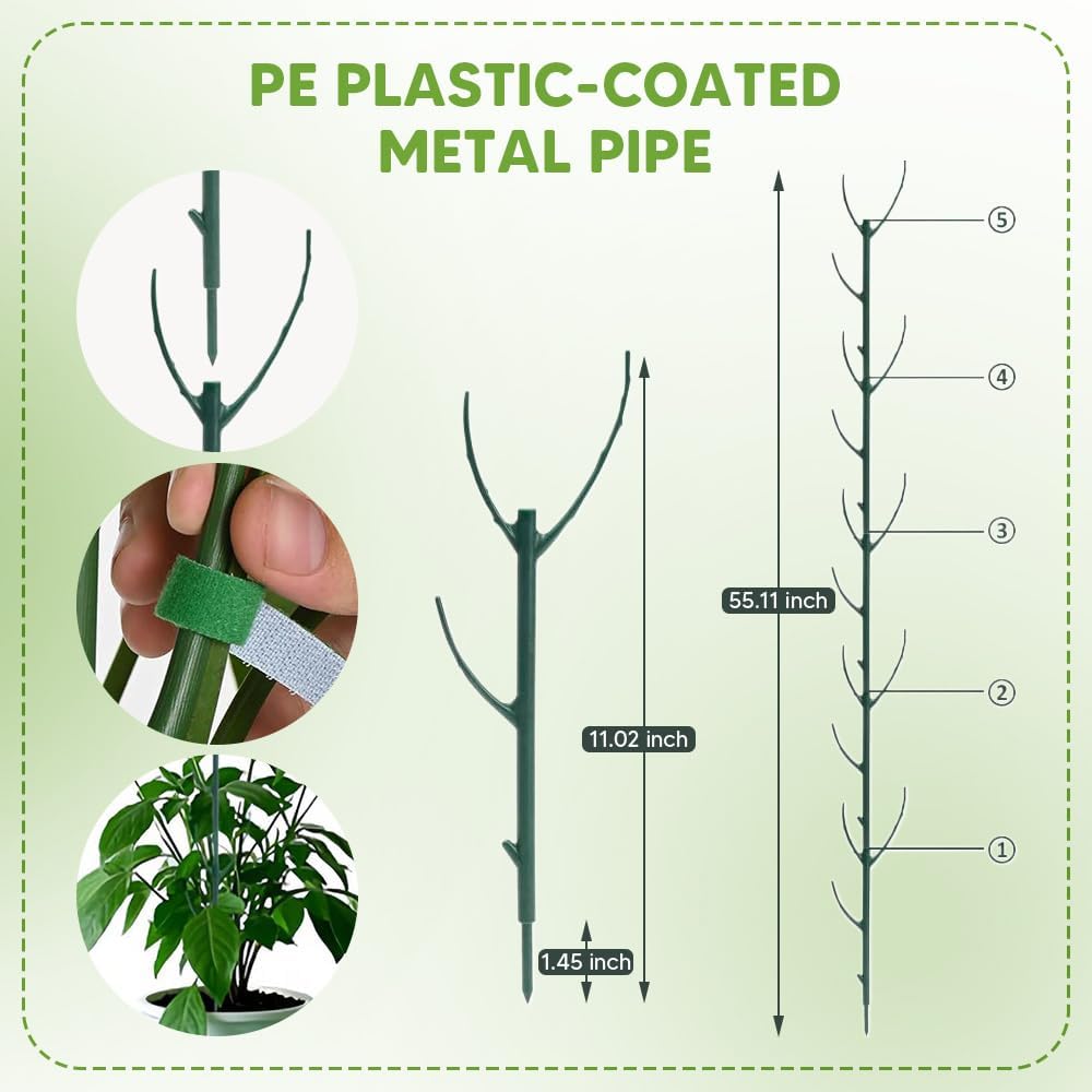 5 Pack Stackable Monstera Plant Support, Garden Plant Stakes for Indoor Outdoor Plants, Climbing Plant Support Structures Moss Pole Monstera Plant Holder Sticks Support Tall Potted Plants (5 Pack)