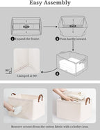 StorageWorks Storage Bins, Fabric Storage Bins for Shelves, Extra Large Storage Baskets with Metal Frame, Closet Baskets and Bins with Handles, Jumbo, Natural Color, 2-Pack