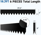 19.7Ft.Galvanized Steel Landscape Edging(6-Pack)-6"x39.4" Metal Garden Edging,7 Clips&Gloves,Hammer-in,No Dig,Rustproof,for Landscaping,Tree Rings,Garden,Yard&Pathway–Black