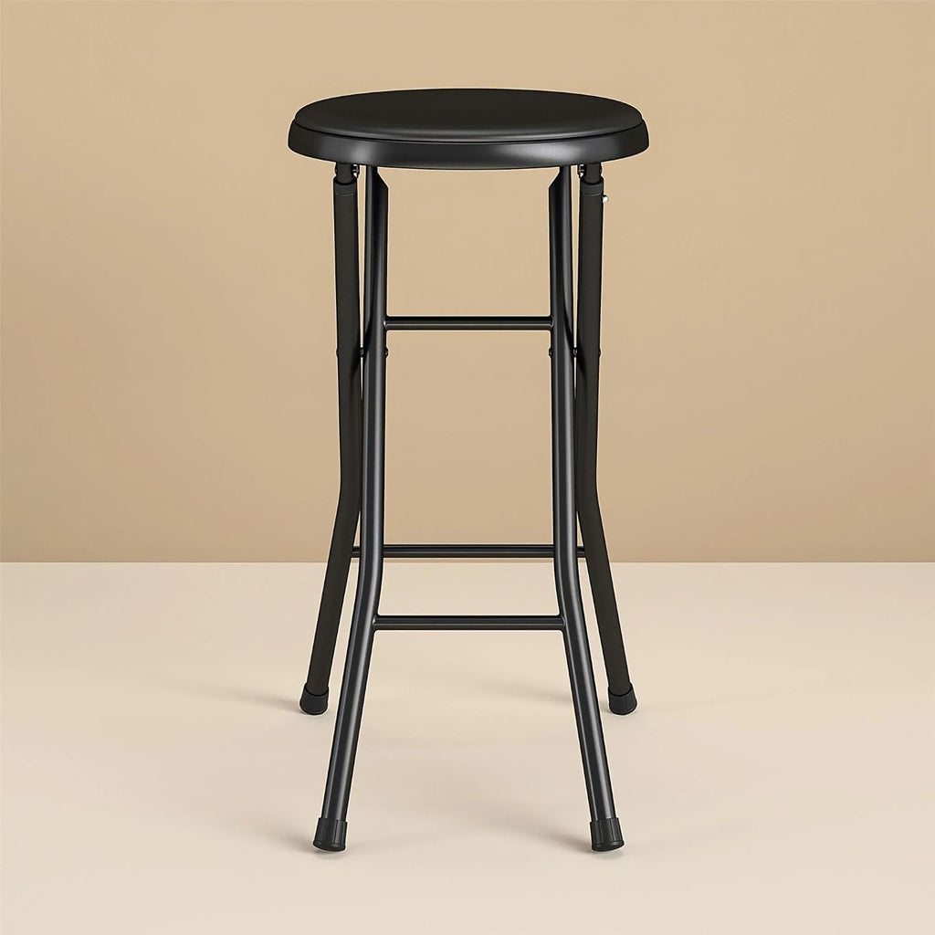 24" Vinyl Padded Folding Stool, Black