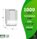 Gusseted Plastic Bags, 4 x 2 x 8 Inches. Pack of 1000 Clear Gusseted Poly Bags. 2 Mil Polyethylene Flat Bottom Bag with Side Gusset. Plastic Bread Bag. Clear Baggies for Treats