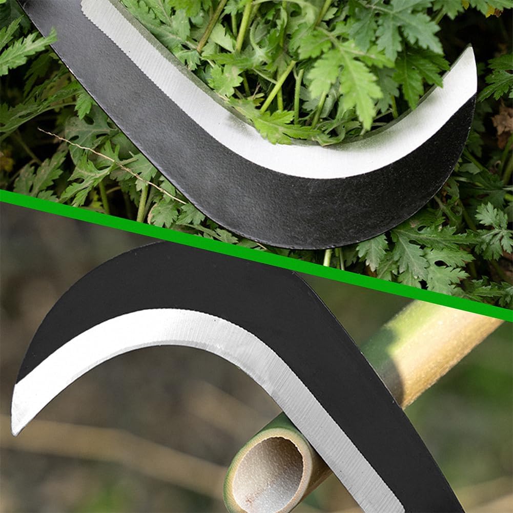 Billhook Sickle Garden Tools Machete Knife Brush Clearing Sickle Machete with Carbon Steel Blade Sickle Knife Billhook Machete Sickle for Grass, Harvest, Weeding Sickle Machete
