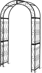 48.8" W x 83.8" H Garden Arch, Black Sturdy Metal Iron Arbor, Courtyard Cast Trellis for Various Climbing Plant, Outdoor European-Style Archway Wedding Ceremony Party
