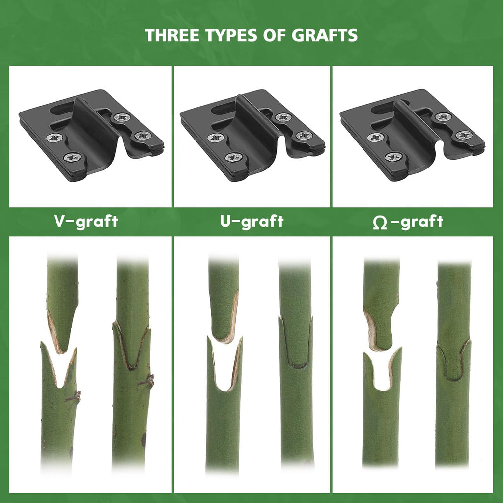 FUJIWARA 3-in-1 Garden Grafting Tool, Pruning Scissors Kit, U/V/Omega-Graft Seedling for Fruit Tree Grafting Set,Including 2X Tapes, Plant Tags,Plant Clips,Grafting Knife & Replacement Blades