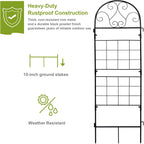 hogardeck 1PC 45x35 Inch Heavy Duty Metal Trellis - Black Rustproof Coated Outdoor Garden Support for Climbing Plants, Roses, Vegetables