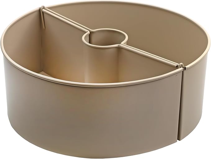AuldHome Design Umbrella Planter for Patio Table (Beige/Greige), w/Umbrella Hole, Enamelware Half-Circle Planter Pots