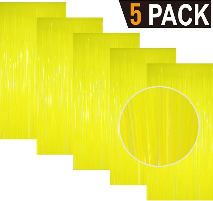 GOER 3.2 ft x 8.2 ft Metallic Tinsel Foil Fringe Curtains Party Photo Backdrop Party Streamers for Birthday,Graduation,New Year Eve Decorations Wedding Decor(5 Packs,Candy Lemon Yellow)