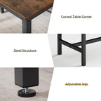 Rovibek Dining Room Table Bench Set for 4, Modern Space Saving Kitchen Table with with 2 Upholstered Benches & Adjustable Feet, Wooden Breakfast Table, 43", Brown