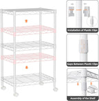 Small 3 Tier Shelves Storage Wire Shelving Unit Metal Shelf Adjustable Organizers Storage Shelving with Wheels for Bathroom Laundry Room Kitchen Pantry12”D x 18”W x 30.7”H White