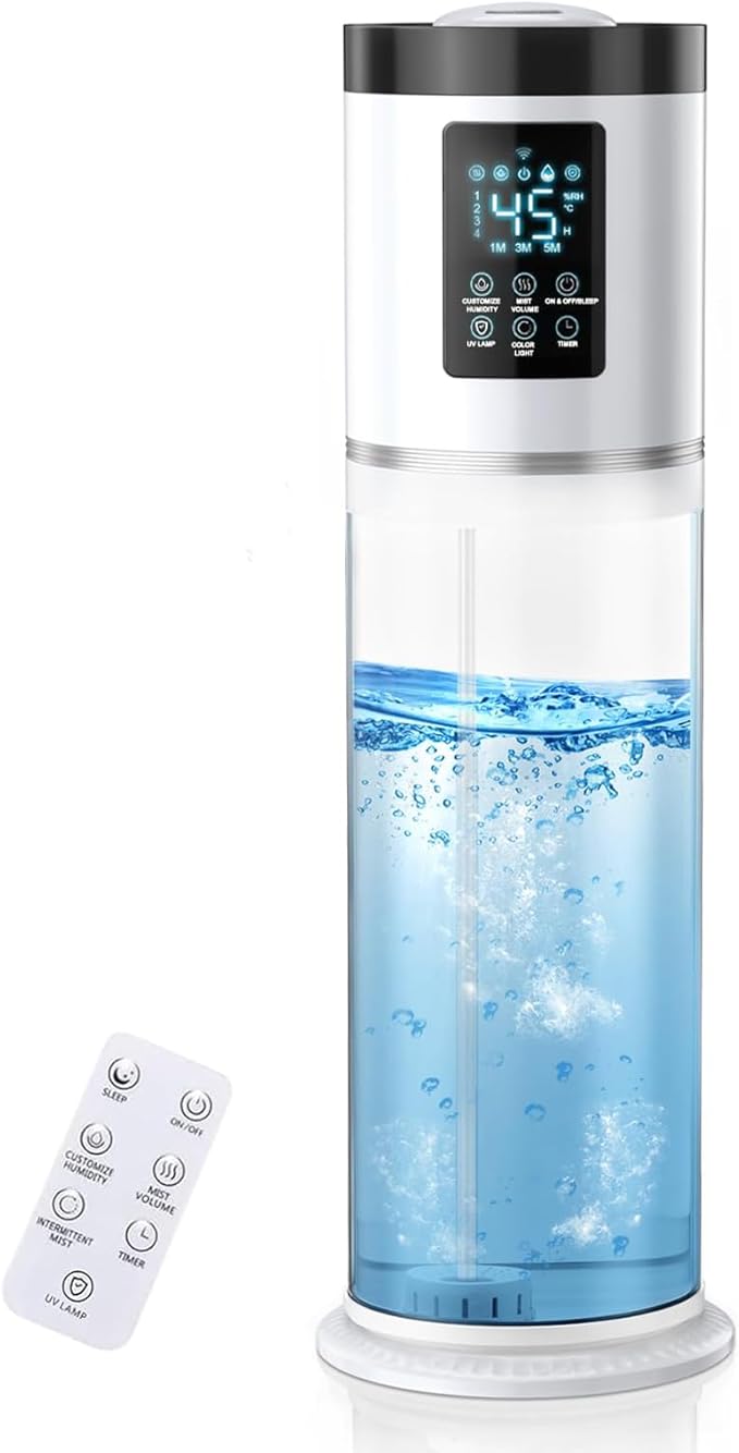 2.1 Gal Humidifiers for Bedroom Large Room, 4 Levels Cool Mist Humidifier with Clear Tank, 7 Color Lights Essential Oil Diffuser with 16H Timer, Top Fill Air Humidifier for Home Plants Office