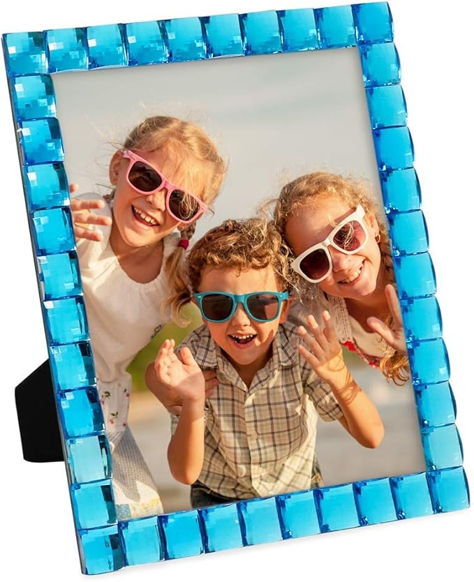 Isaac Jacobs Decorative Sparkling Turquoise Jewel Picture Frame, Photo Display & Home Décor (8x10, Turquoise)