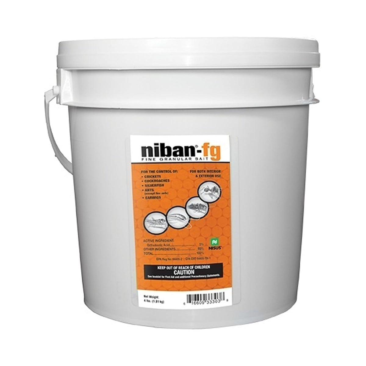 Nisus NiBan-FG Fine Granular Bait, Indoor & Outdoor Moisture-Resistant Bait with Orthoboric Acid, for Ants, Cockroaches, Crickets, Silverfish & Earwigs, 4 Lbs