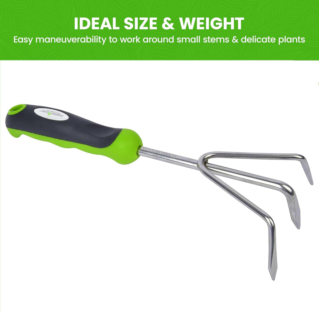 Garden Guru Hand Cultivator Rake Tiller Tool - Stainless Steel for Ultimate Strength - Rust Resistant - Ergonomic Handle - Great for Gardening Cultivating Loosening Weeding