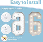 4FT Marquee Light Up Numbers 6,Party Decoration Large Marquee Light Up Letters with Weighted Water Bag,Pre-cut Foam Board Set Can Be Used for Birthdays,Weddings,Baby Anniversaries