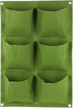 WFIST Vertical Hanging Planter Bag, Breathable Felt Wall Garden Planter with Metal Grommets, Indoor/Outdoor Space-Saving Herb & Flower Growing Pouch (6-Pocket)