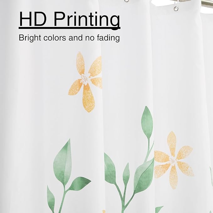 Eucalyptus Shower Curtain, Ombre Floral Leaves Plant Washable Fabric Bath Decor with 12 Hooks 72x72 inches, Mint Green