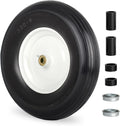 14.5" Wheelbarrow Flat Free Tire, Fits 4.80/4.00-8, 3.50/2.50-8, 4.00-6, 4.00-8, Wheelbarrow Wheels, 5/8" Bearing with Extra 3/4" Bearing, 3" -6" Centered Hub