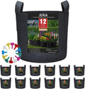 JERIA 12-Pack 15 Gallon, Vegetable/Flower/Plant Grow Bags, Aeration Fabric Pots with Handles (Black), Come with 12 Pcs Plant Labels