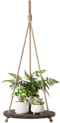 Dahey Plant Hanger Indoor, Round Hanging Plant Shelf Farmhouse Decor, Brown