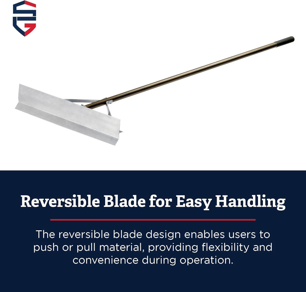 Standard Golf Magnum Lute - 36'' Reversible Flat Head Rake | Used for Golf Courses, Ball Fields, Asphalt Work Landscaping & More | 66'' Straight Handle with T Connection for Added Stability