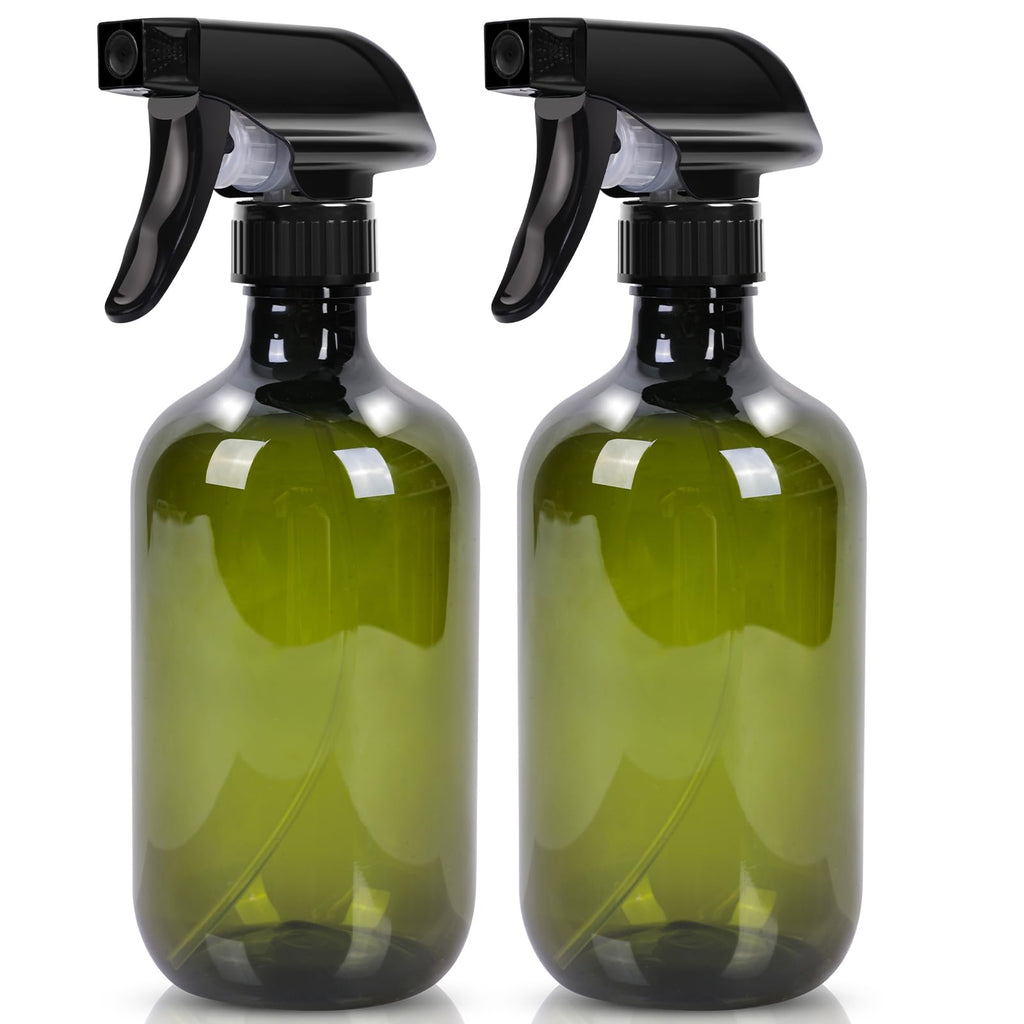 Calvalor Cleaning Spray Bottles for Plants Misters Inside, 2 Pack 16.9 oz Squirt, Water Spray Bottle Mist Sprayer, No Leak Hair Mister Empty Adjustable Nozzle (Green)