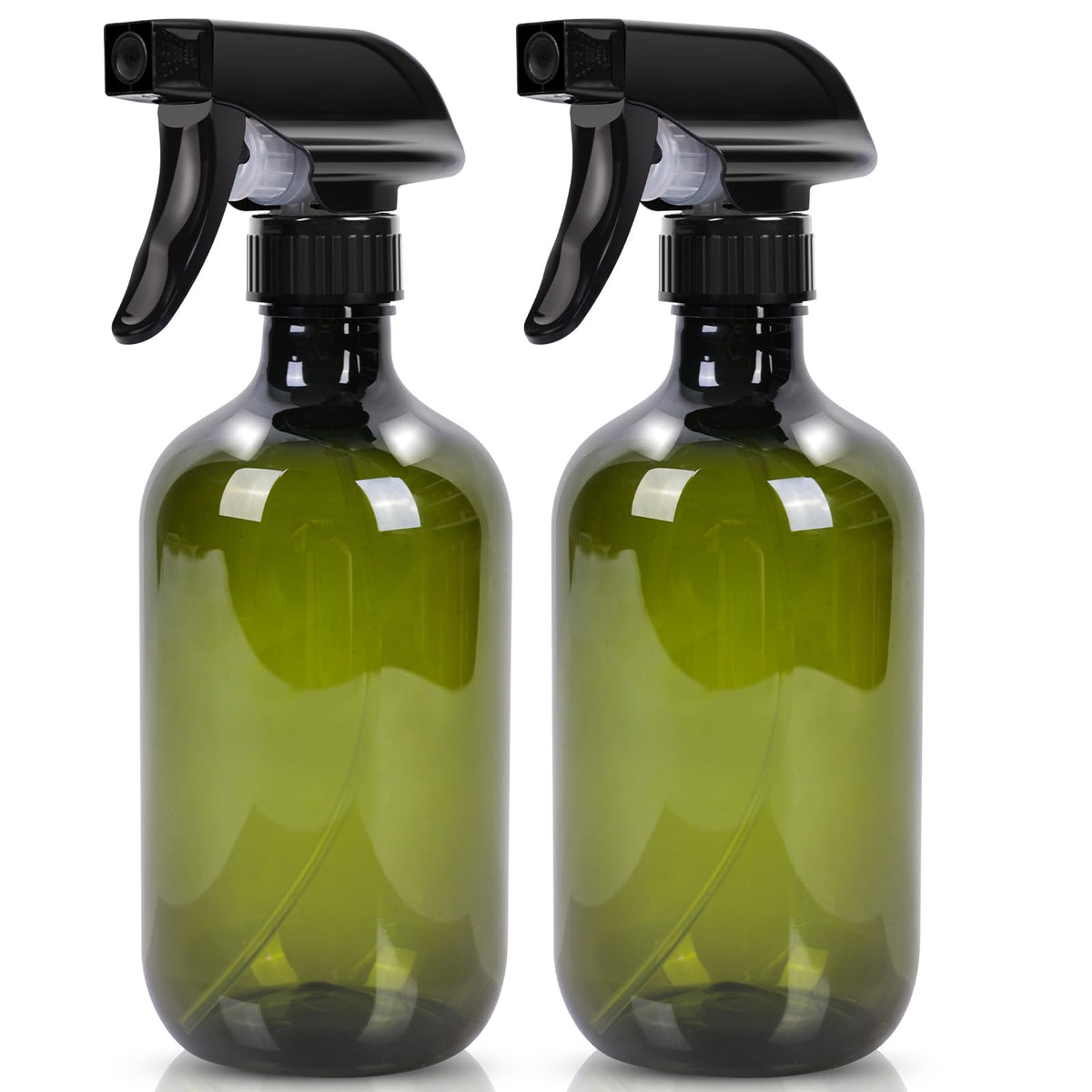 Calvalor Cleaning Spray Bottles for Plants Misters Inside, 2 Pack 16.9 oz Squirt, Water Spray Bottle Mist Sprayer, No Leak Hair Mister Empty Adjustable Nozzle (Green)
