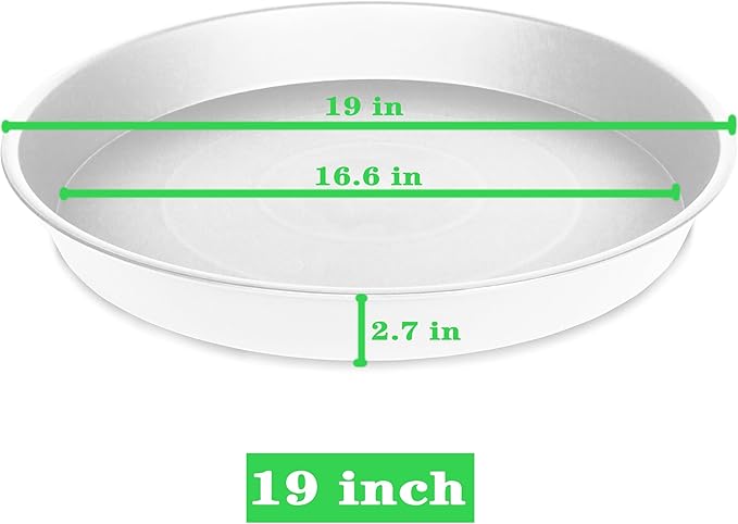 2 Pack of 19 inch Plant Saucer, 2.7" Depth Tray, Large Deep Garden Plastic Flower Planter Plant Trays for Indoors Outdoor Bath Bath (19", Creamy White)