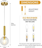 Modern Gold Pendant Light Hanging Fixture Light for Kitchen Island Mid Century with Globe Pendant Light Clear Glass Pendant Lighting for Living Room Bedroom Entryway (2 Pack)