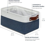OrganiHaus Small Fabric Storage Baskets for Shelves 6 Pack, 12x8in Closet Storage Bins for Shelves, Cloth Baskets for Organizing, Linen Closet Organizers, Fabric Basket, Navy Blue/White
