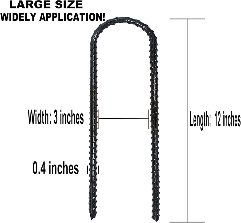 12-Inch Trampoline Wind Stakes, Extra Heavy Duty U Shaped Coated Rebar Stakes Safety Ground Anchors for Huge Garden Decoration (12)