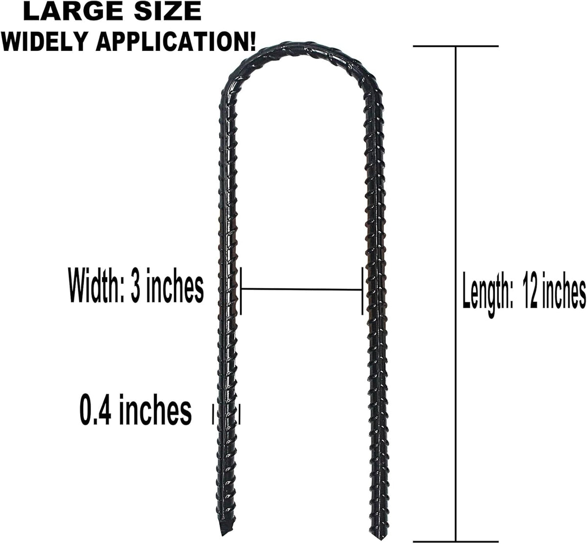 12-Inch Trampoline Wind Stakes, Extra Heavy Duty U Shaped Coated Rebar Stakes Safety Ground Anchors for Huge Garden Decoration (12)