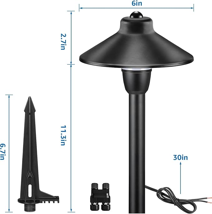 SUNVIE Low Voltage Pathway Lights LED Landscape Lighting 3000K Waterproof Landscape Path Lights 3W Low Voltage Landscape Lighting for Walkway Yard ETL Listed Cord, 12 Pack