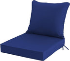 24x24 Inch Outdoor Chair Cushion with Removable Cover, Patio Furniture Cushion - Water-Repellent, Fade-Resistant, Non-Slip Bottom & Straps, Replacement for Deep Seat Sofa & Couch - Navy