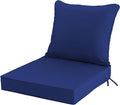 19x19 Inch Patio Chair Cushion with Removable Cover, Outdoor Furniture Cushion - Water-Repellent, Fade-Resistant, Non-Slip Bottom & Straps, Replacement for Lawn, Porch & Deck Chair - Navy