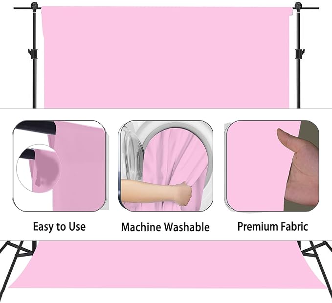 Pink Photography Backdrops, Photo Booth Video Shooting Photo Backdrop, Portrait Background for Photography, Photo Studio Pink Backdrops for Photoshoot 10x10ft