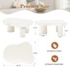 Coffee Table- Cloud Coffee Table, 48” Round Edge Tables with Unique Irregular Curves, Modern Tea Tables for Living Room Apartment, Easy Assemble& Clean