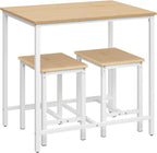 HOOBRO 3-Piece Industrial Dining Table Set, Kitchen Table, Space Saving Dinette for Kitchen, Dining Room, Small Space, Breakfast Nook, Living Room, Party, Natural and White WN75CZ01G1