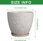 Ceramic Planter 8 Inch Plant Pot with Drainage Hole and Saucer Ceramic Pots for Indoor Plants Outdoor Large Flower Pot for Home Decor White