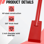 48 Inch Tamping and Digging Bar Steel Bars Post Hole Digger Tamping Bar (Red)