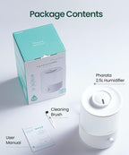 Humidifiers for Bedroom Large Room, 2.5L Cool Mist Humidifier with Essential Oil Diffuser, Top Fill Humidifier for Baby, Home, Plant, Ultrasonic Humidification for whole house, Auto Shut-Off