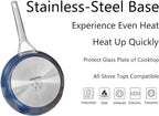 MsMk Frying pans nonstick with lid Blue, 10-inch Durable skillet, Titanium and Diamond Non Stick Non-Toxic Coating From USA, Even Heating, Easy Clean-Up, Comfortable Handle, Induction Compatibility