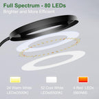 Wolezek Grow Lights for Indoor Plants Full Spectrum, 80 LEDs 3 Colors Grow Light, 65in Large Plant Lights for Indoor Growing with 360°Gooseneck, 6/12/16H Timer, 5 Brightness, Height Adjustable, Black