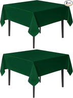 sancua Square Tablecloths 60x60 Inch Hunter Green, 2 Pack - Fabric Table Cloth for Square or Round Tables, Washable Polyester Table Cover for Christmas Dinner, Holiday Party, Display Tables