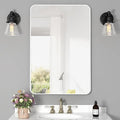 20x30 Inch White Framed Mirror for Bathroom, Rounded Rectangle Mirrors for Wall with Tempered Glass Anti-Rust, Shatterproof Mirror (Horizontal/Vertical)