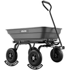 VEVOR 400LBS Wheelbarrow, Poly Garden Dump Cart Wagon with 8" Flat Free Tires, Heavy Duty Wheel Barrow Yard Cart Dump Wagon with Quick-Release System