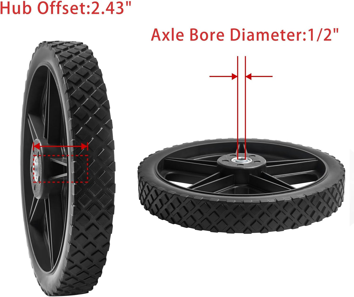 Parts Camp 16" Lawn Mower Wheels 16 x 1.75'' Spoked Plastic Wheel and Tire For Garden cart/Pressure Washer/Generator/Wheelbarrow/Trolley/Dolly Wheel/Push Mowers/Hand truck tires(Set of 2)